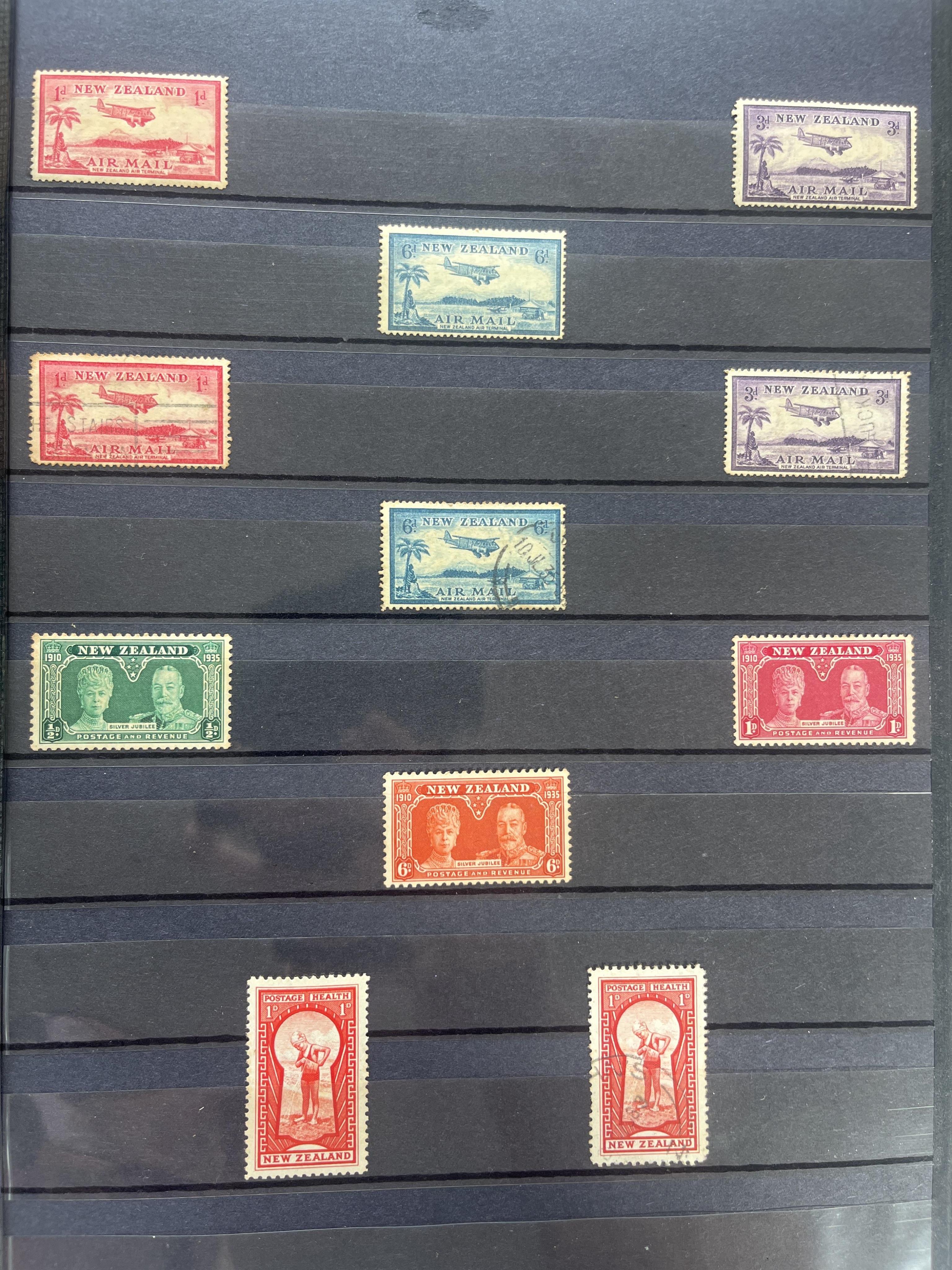An album of New Zealand stamps, Victoria to QEII, mostly used, some mint unused stamps, British various world stamps and covers, Including New Zealand Victoria 6d in various colours, 3d, 2d, 1d